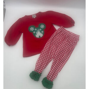 Saving Grace Smocks DISNEY Matching Set 3T Red Green Mickey Christmas